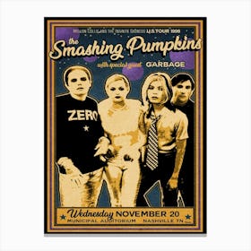 Smashing Pumpkins Framed Poster November 20 1996 With Garbage Nashville Mellon Canvas Print