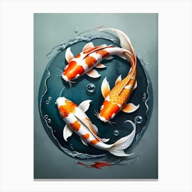 Koi Fish Yin Yang Painting (1) Canvas Print