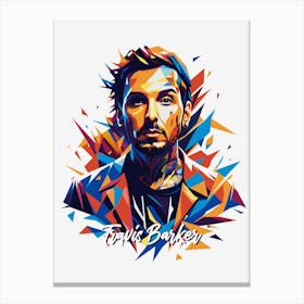 Travis Barker Blink 182 01 Portrait Music Icon WPAP Pop Art Style Canvas Print