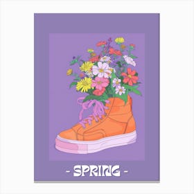 Spring Poster Retro Sneakers With Flowers 90s Illustration 3 Canvas Print