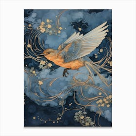 Eastern Bluebird 3 Gold Detail Painting Canvas Print