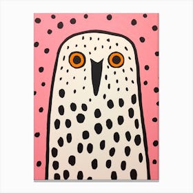 Pink Polka Dot Snowy Owl 3 Canvas Print