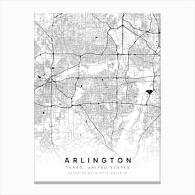 Arlington Texas USA White Map Canvas Print