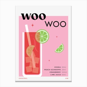 Woo Woo in Pink Cocktail Recipe Canvas Print