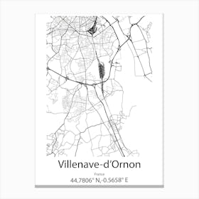 Villenave D Ornon,France Minimalist Map Canvas Print