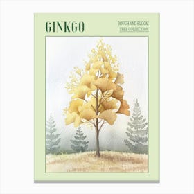 Ginkgo Tree Atmospheric Watercolour Painting 2 Poster Canvas Print
