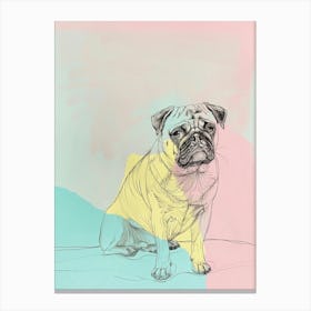 Pug Dog Pastel Line Illustration  1 Canvas Print