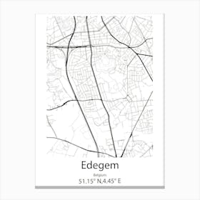 Edegem,Belgium Minimalist Map Canvas Print