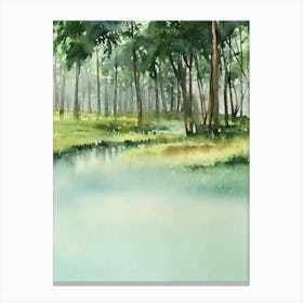 Chitwan National Park Nepal Water Colour Poster Canvas Print