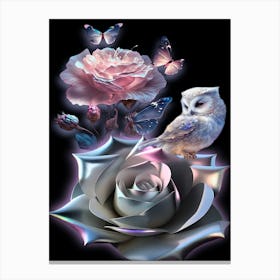 Owl And Rose Canvas Print