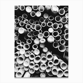 Black And White Bamboo Stalks Canvas Print
