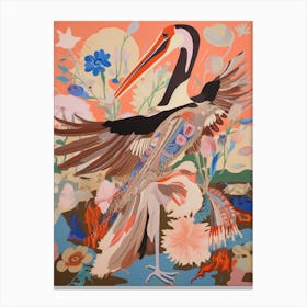 Maximalist Bird Painting Brown Pelican 3 Canvas Print