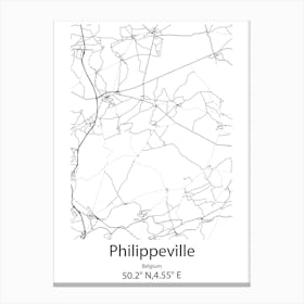 Philippeville,Belgium Minimalist Map Canvas Print