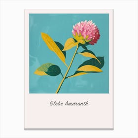Globe Amaranth Square Flower Illustration Poster Canvas Print