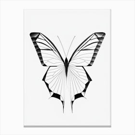 Butterfly Outline Black & White Geometric 1 Canvas Print