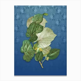 Vintage Linden Tree Botanical on Bahama Blue Pattern n.0248 Canvas Print