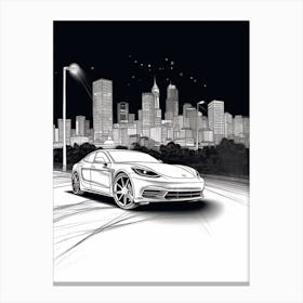Tesla Model S City Drawing 6 Canvas Print