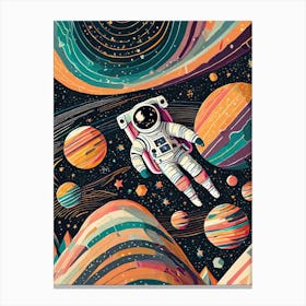 Astronaut In Psychadelic Space Canvas Print