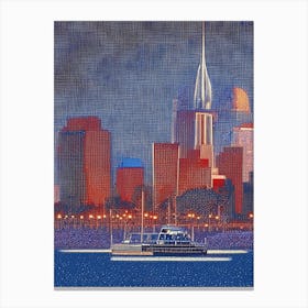 Boston, City Us  Pointillism Canvas Print