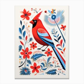 Scandinavian Bird Illustration Northern Cardinal 1 Canvas Print