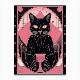 The Temperance Tarot Card, Black Cat In Pink 2 Canvas Print