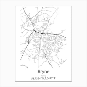 Bryne,Norway Minimalist Map Canvas Print