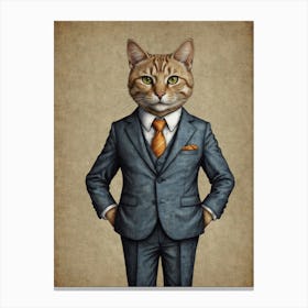 Cat In A Suit 5 Canvas Print