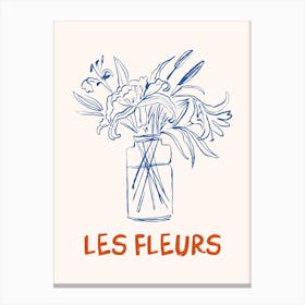 Les Fleurs Flower Vase Hand Drawn 1 Canvas Print