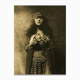 The Crystal Ball - Remastered Vintage Art Deco Old Photograph - 1920-30s Gazing at Crystal Ball with Crown, Gypsy Witch Bohemian Fortune Teller Pyschic Goddess Canvas Print