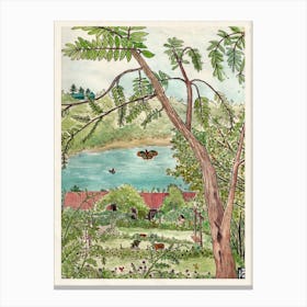 Vietnam Art Print - Tropical Botanical Garden View Watercolor - Vietnamese Landscape Illustration Canvas Print