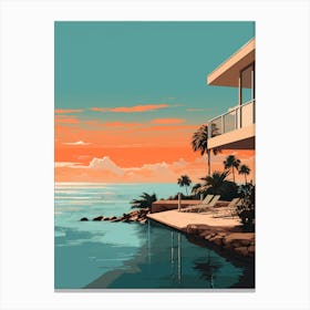 Abstract Illustration Of St Pete Beach Florida Orange Hues 1 Canvas Print