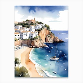 Spanish Ibiza Travel Poster Watercolor Painting (19) Canvas Print