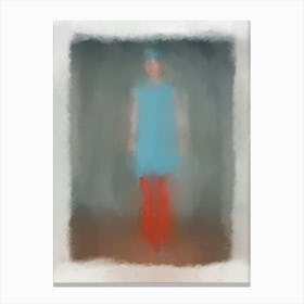 LADY ANNA -Woman in blue with red legs, silhouette, fashion illustration,  Impressionist, Impressionism Wall Art  Canvas Print