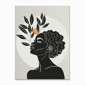 African Woman With Leaves 2 Canvas Print