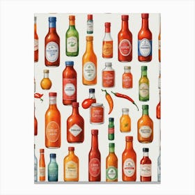 Hot Sauce Bottles Canvas Print