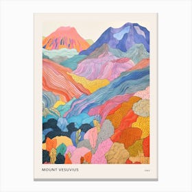 Mount Vesuvius Italy 1 Colourful Mountain Illustration Poster Canvas Print