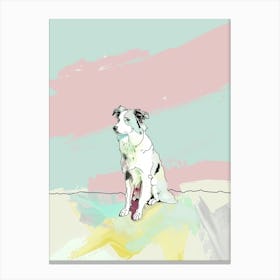 Border Collie Dog Pastel Line Painting 2 Canvas Print