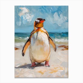 Adlie Penguin Fernandina Island Oil Painting 2 Canvas Print