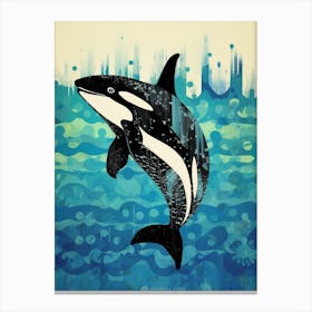 Orca Whale Collage Impasto Style Canvas Print