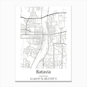 Batavia,United States Minimalist Map 1 Canvas Print