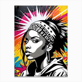 Graffiti Mural Of Beautiful Hip Hop Girl 83 Canvas Print