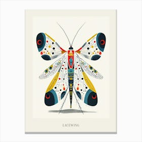 Colourful Insect Illustration Lacewing 13 Poster Canvas Print