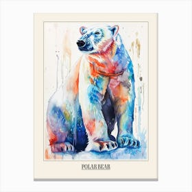 Polar Bear Colourful Watercolour 3 Poster Canvas Print