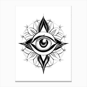Chakra Series, Symbol, Third Eye Simple Black & White Illustration 1 Canvas Print