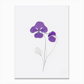 Violets Floral Minimal Line Drawing 2 Flower Canvas Print