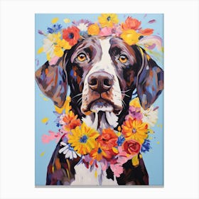 Pointer Portrait With A Flower Crown, Matisse Painting Style 3 Canvas Print