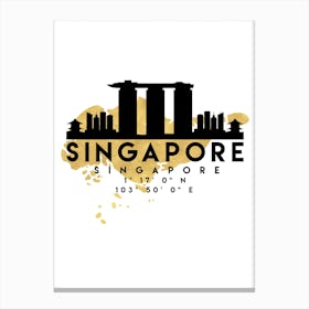 Singapore Silhouette City Skyline Map Canvas Print