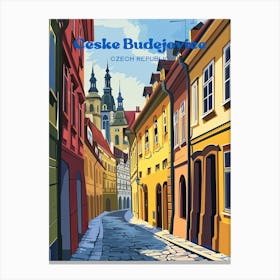 Ceske Budejovice Czech Republic Street Travel Illustration Canvas Print