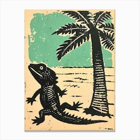 Chameleon With Palm Trees Bold Block 2 Canvas Print