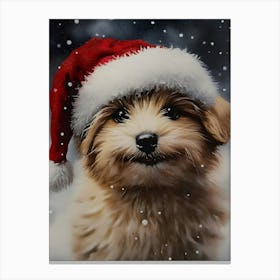 Santa Hat Puppy Canvas Print